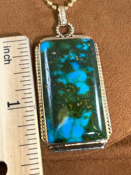 Turquoise and Gold Code Talker Dog Tag by Aldrich Arts