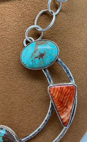 #8 Turquoise and Spiny Oyster Necklace by Dezbah Stumpff