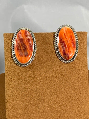 Orange Spiny Oyster Earrings by Alfred Lee