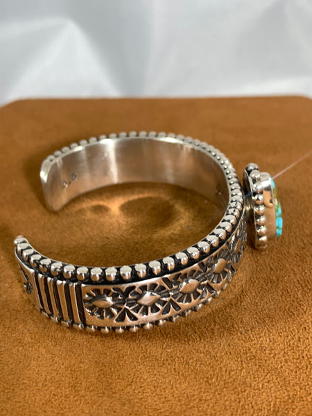 Stamped Turquoise Cuff by Johnathan Nez