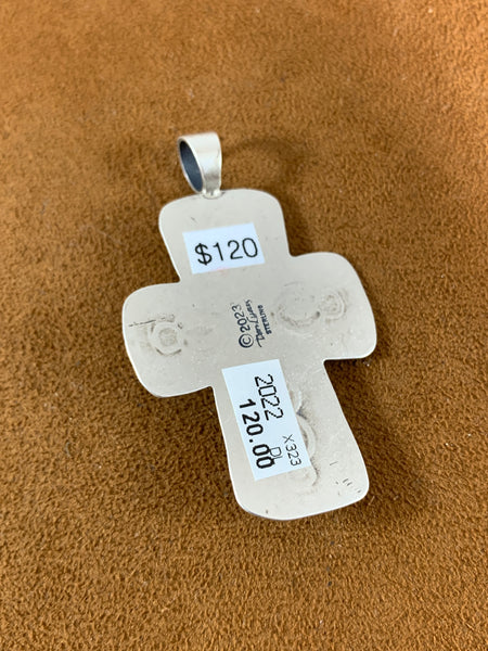 Turquoise Oval Cross Pendant by Don Lucas