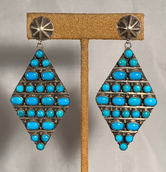 Vintage Turquoise Diamond Shape Earrings