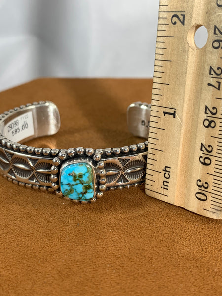 Stamped Turquoise Cuff by Johnathan Nez