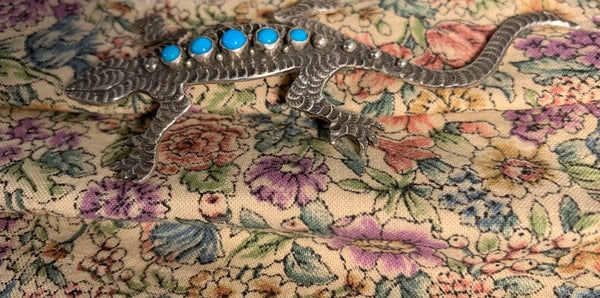 Turquoise Lizard Pin