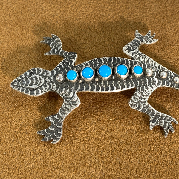 Turquoise Lizard Pin