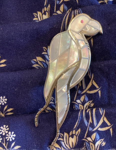 Mother of Pearl Parrot Pin by Michael Dukepoo