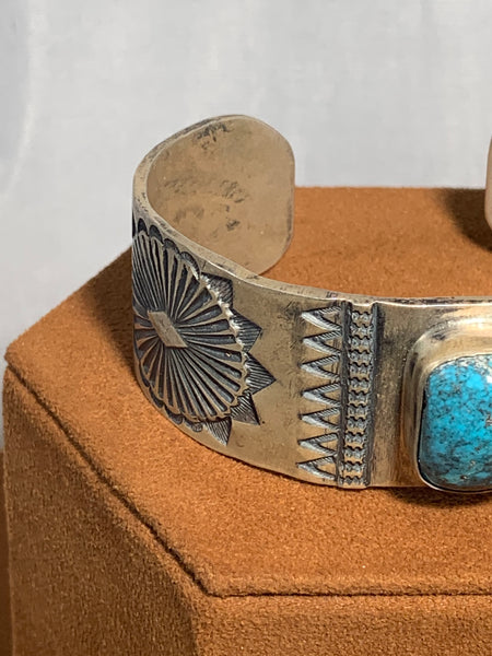 Wide Stamped Turquoise Ingot Cuff by Don Lucas
