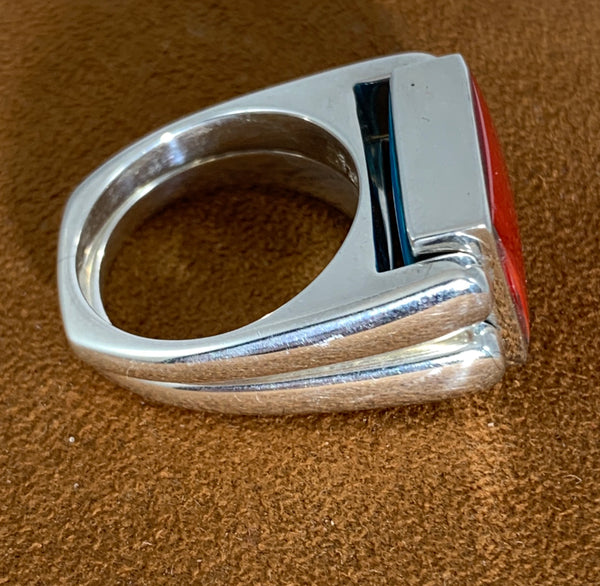 Rosarita and Turquoise Double Delight Reversible Ring by Gloria Sawin
